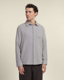 Grey Twill Textured Overshirt