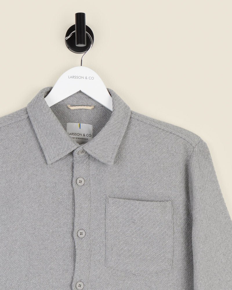 Grey Twill Textured Overshirt