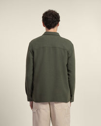 Olive Crosshatch Textured Overshirt