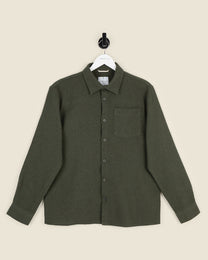Olive Crosshatch Textured Overshirt