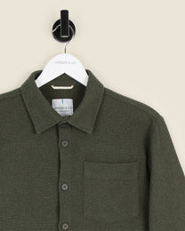 Olive Crosshatch Textured Overshirt