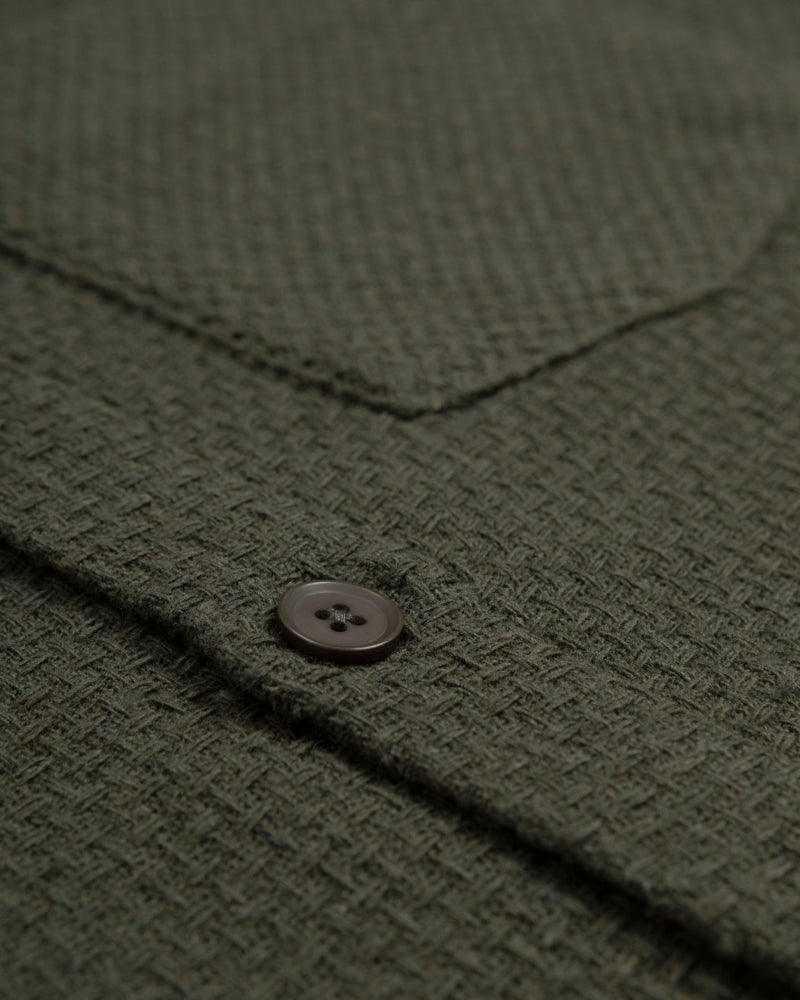 Olive Crosshatch Textured Overshirt