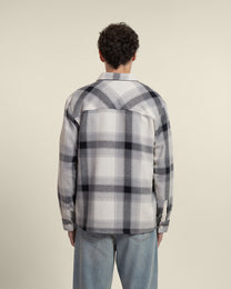 Cream With Navy Check Textured Overshirt