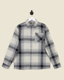 Cream With Navy Check Textured Overshirt