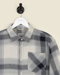 Cream With Navy Check Textured Overshirt