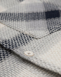 Cream With Navy Check Textured Overshirt