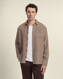Brown &amp; Stone Herringbone Textured Overshirt