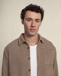 Brown &amp; Stone Herringbone Textured Overshirt