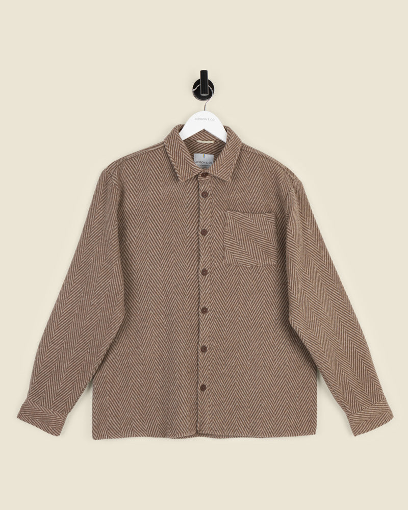 Brown &amp; Stone Herringbone Textured Overshirt