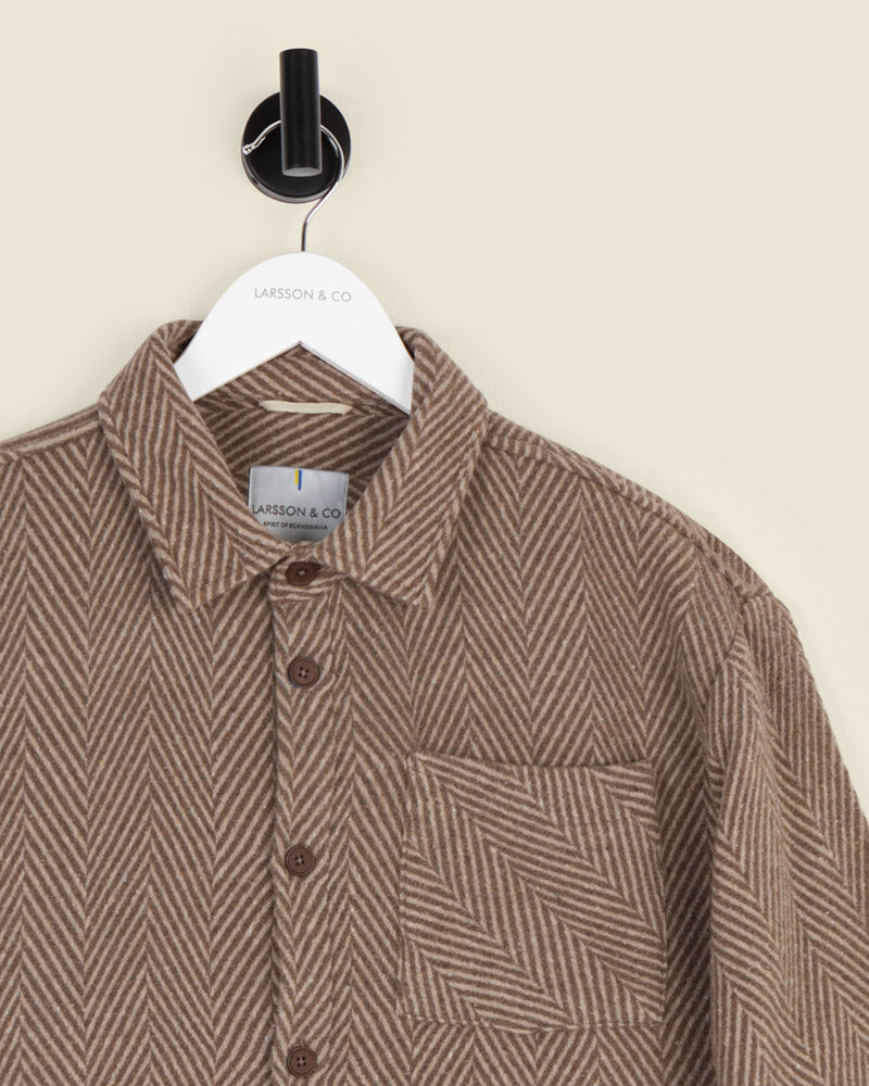 Brown &amp; Stone Herringbone Textured Overshirt