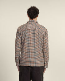 Cream, Rust &amp; Charcoal Houndstooth Textured Overshirt