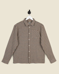 Cream, Rust &amp; Charcoal Houndstooth Textured Overshirt