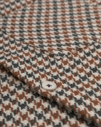 Cream, Rust &amp; Charcoal Houndstooth Textured Overshirt