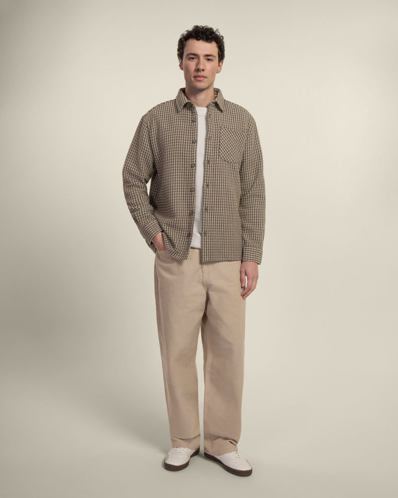 Larsson & Co Men's Olive & Stone Textured Overshirt