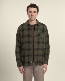 Olive &amp; Black Check Overshirt