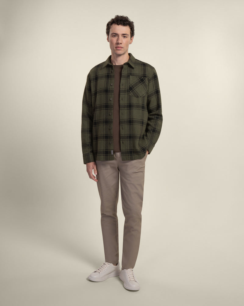 Olive &amp; Black Check Overshirt