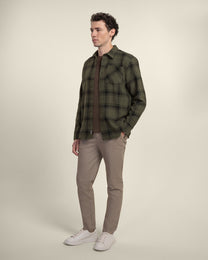 Olive &amp; Black Check Overshirt
