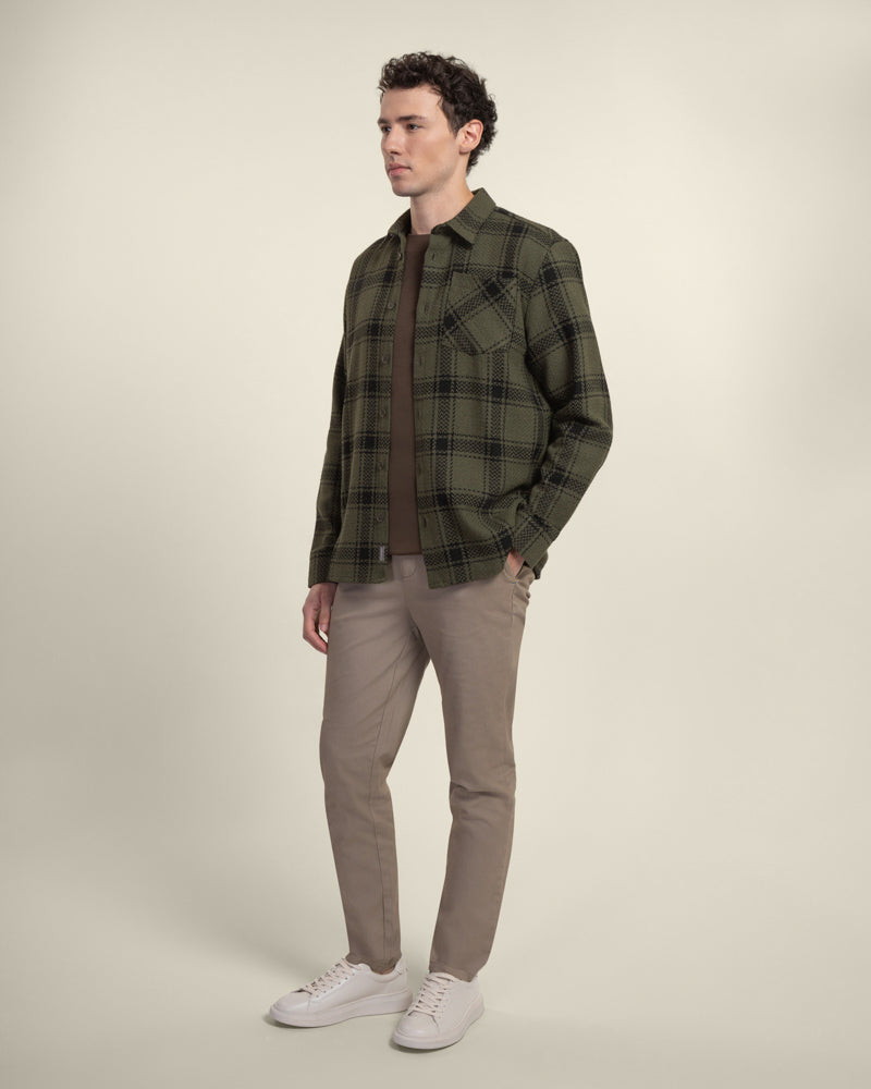 Olive &amp; Black Check Overshirt