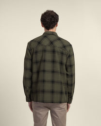 Olive &amp; Black Check Overshirt
