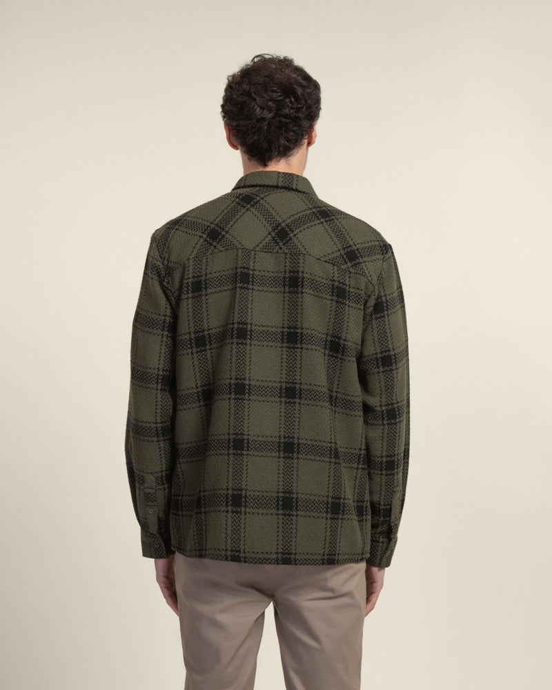Olive &amp; Black Check Overshirt