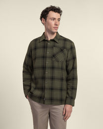 Olive &amp; Black Check Overshirt