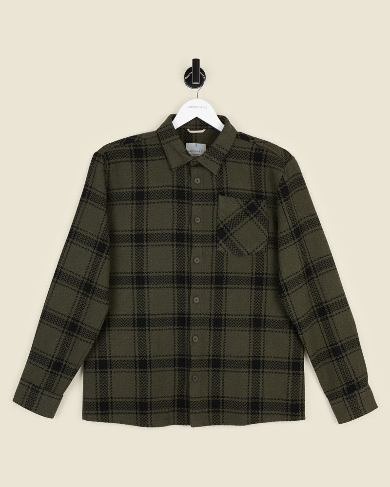 Olive &amp; Black Check Overshirt