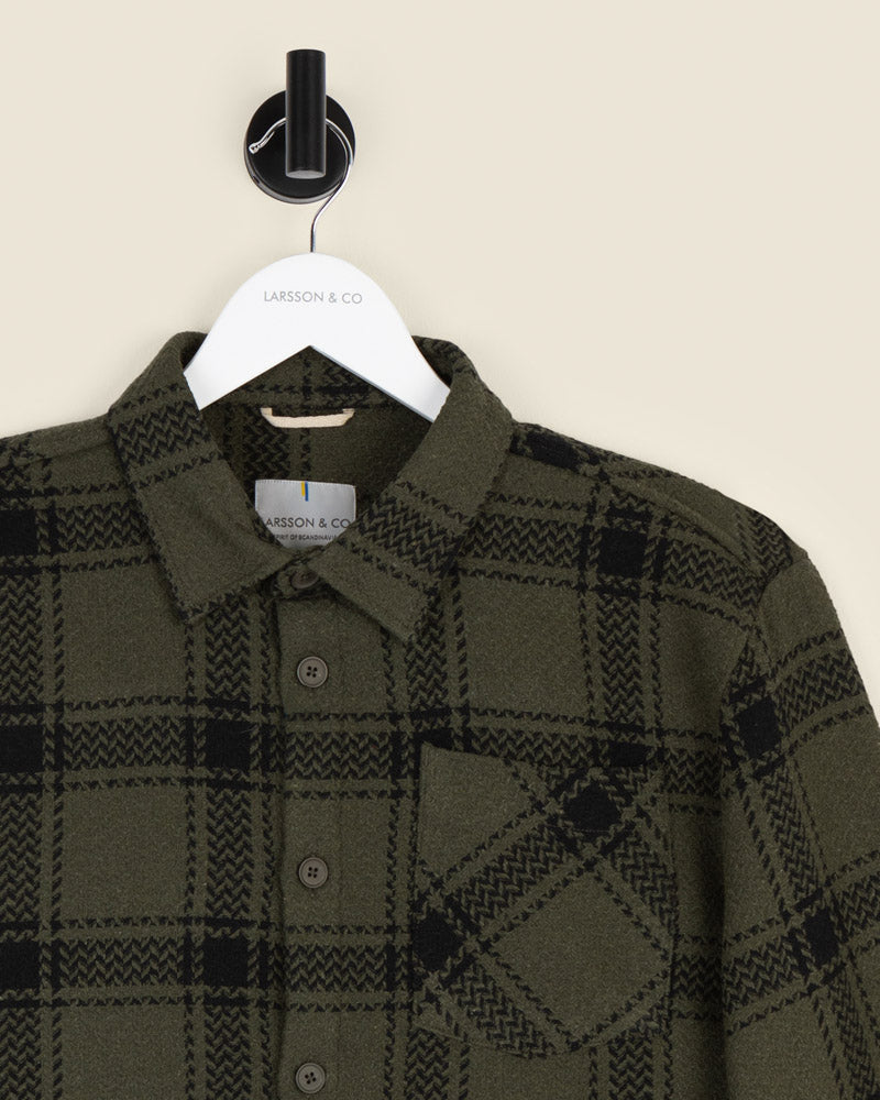 Olive &amp; Black Check Overshirt