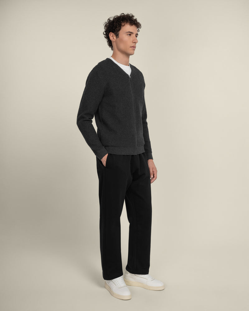 Lihme - Ribbed V-Neck Cardigan