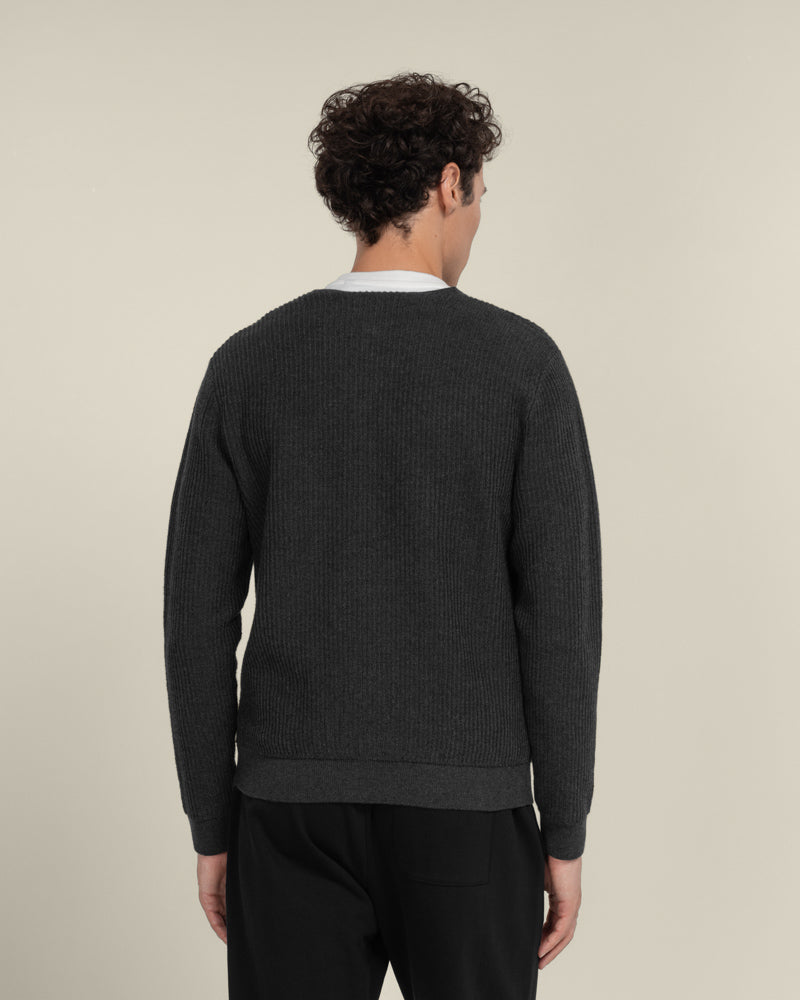 Lihme - Ribbed V-Neck Cardigan