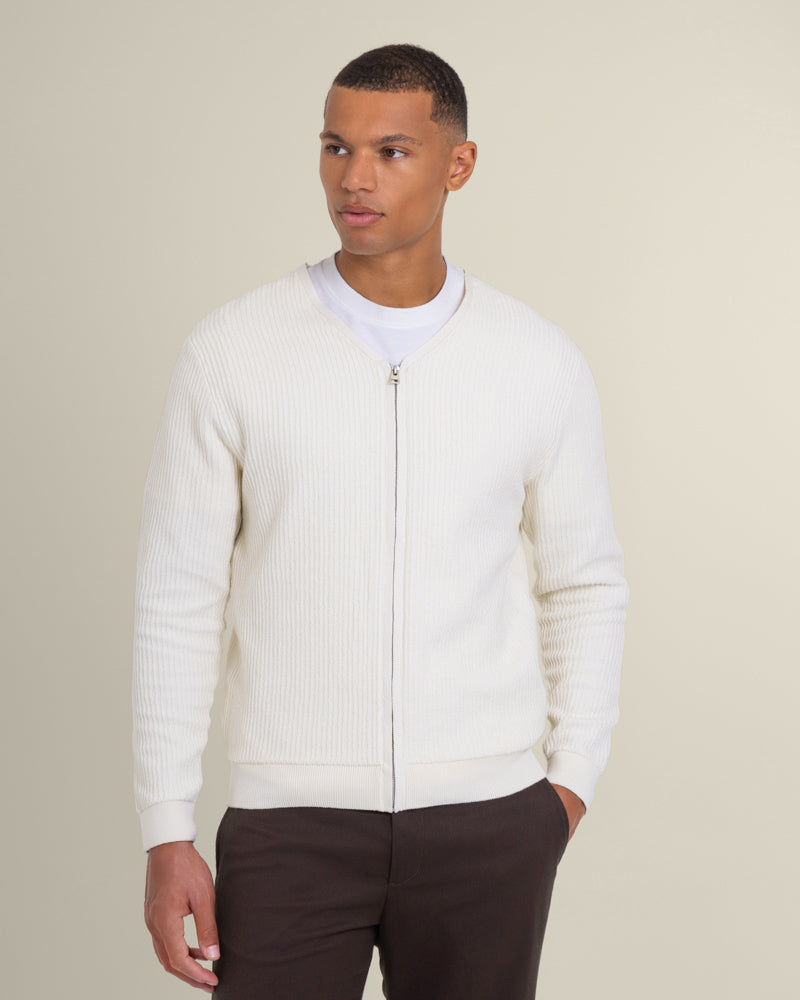 Lihme - Ribbed V-Neck Cardigan