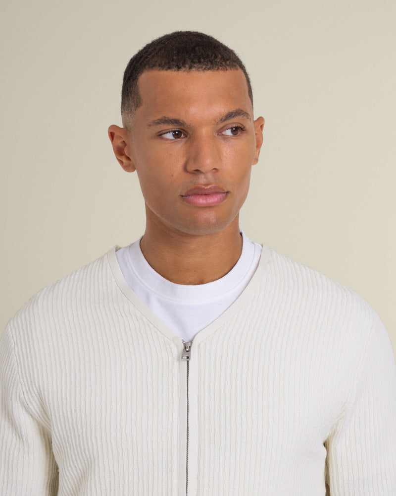 Lihme - Ribbed V-Neck Cardigan