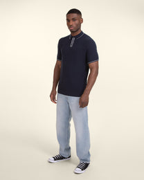 Basket Weave Knitted Polo Shirt