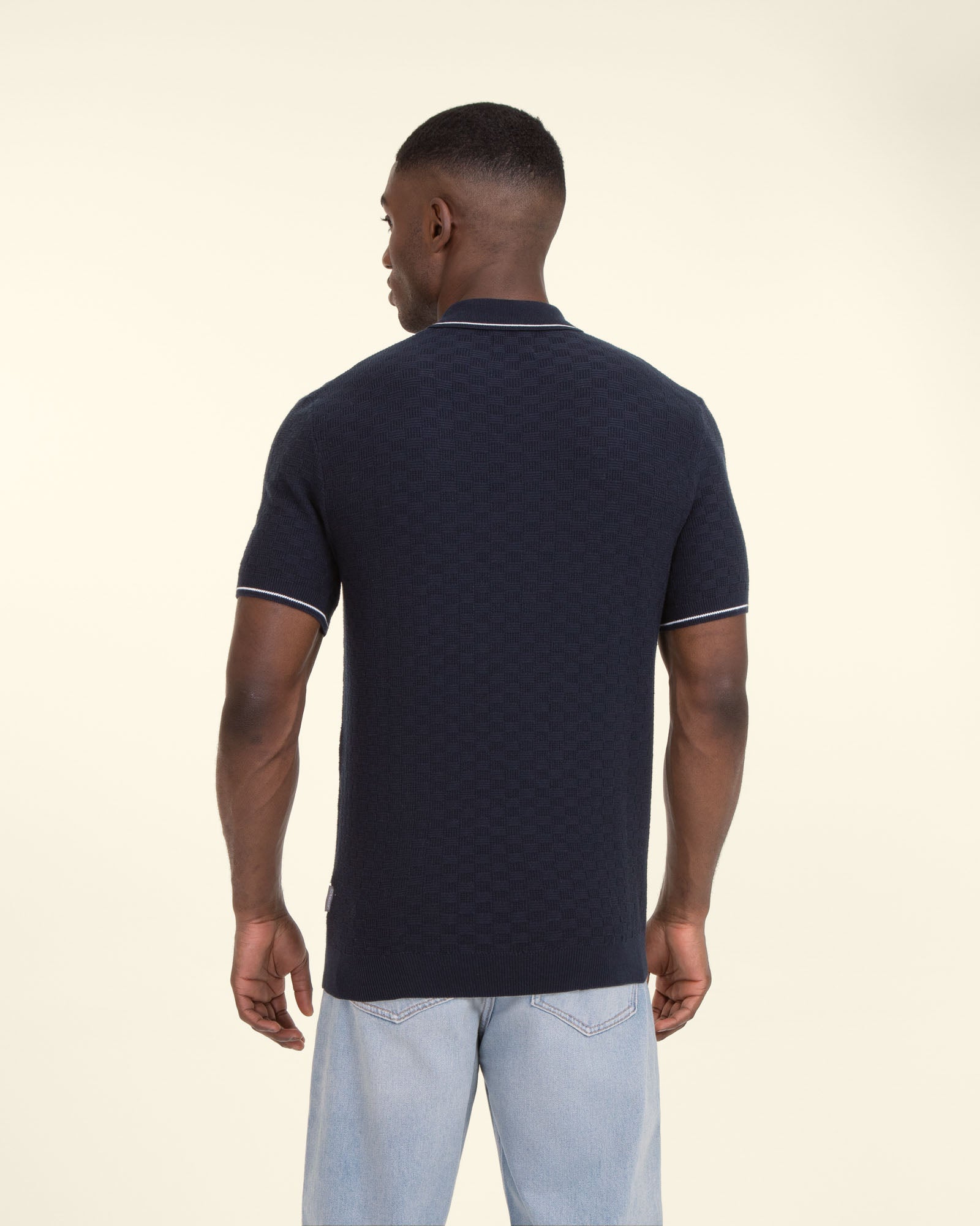 Basket Weave Knitted Polo Shirt
