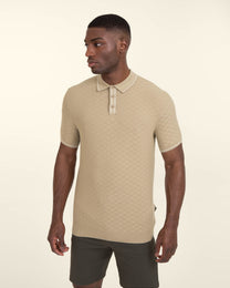 Basket Weave Knitted Polo Shirt