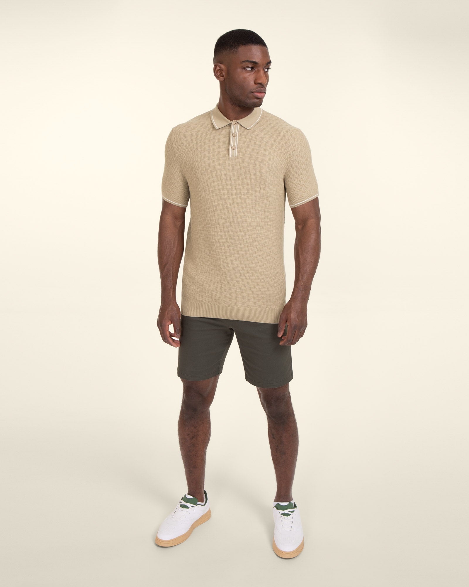 Basket Weave Knitted Polo Shirt