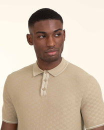 Basket Weave Knitted Polo Shirt