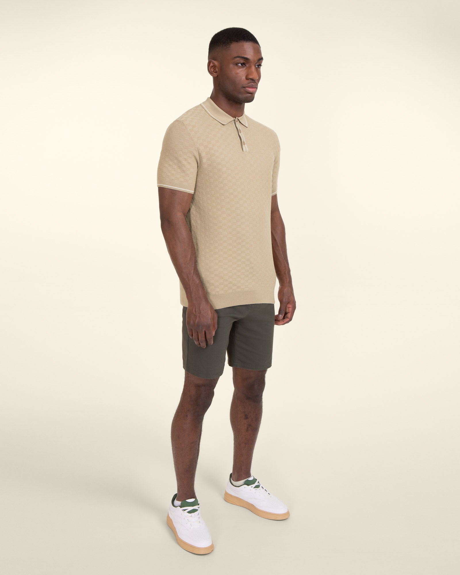 Basket Weave Knitted Polo Shirt