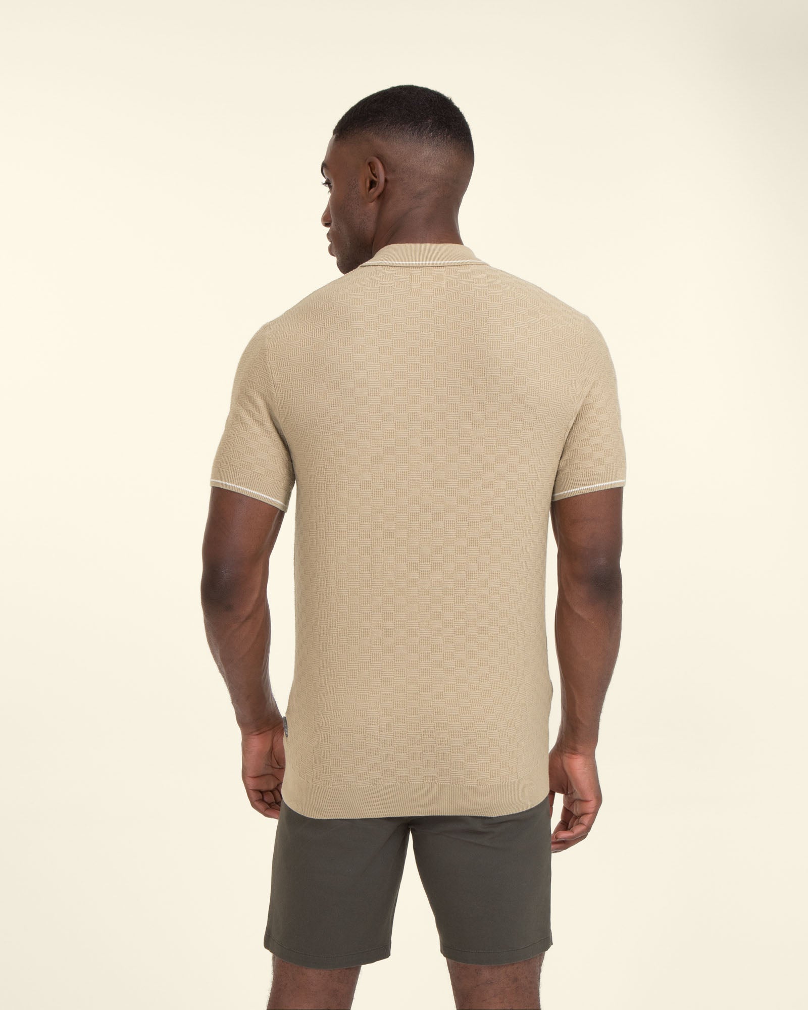 Basket Weave Knitted Polo Shirt