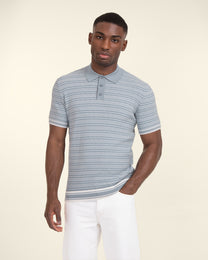 Knitted Polo Shirt With Horizontal Stripe