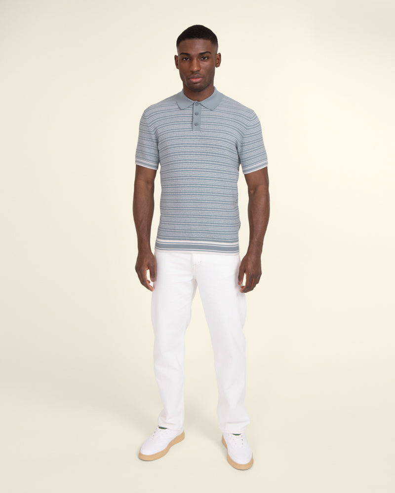 Larsson & Co Men's Knitted Polo Shirt With Horizontal Stripe