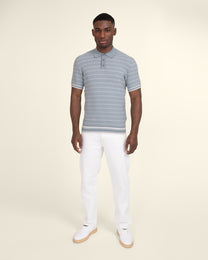 Knitted Polo Shirt With Horizontal Stripe