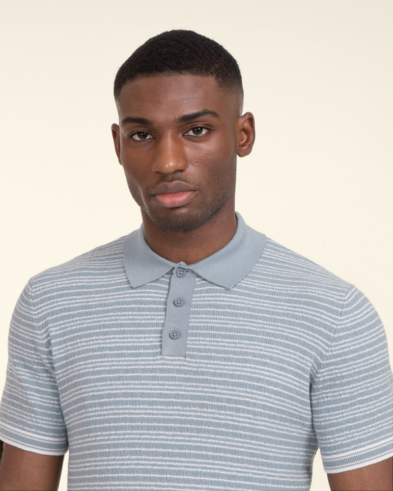 Larsson & Co Men's Knitted Polo Shirt With Horizontal Stripe