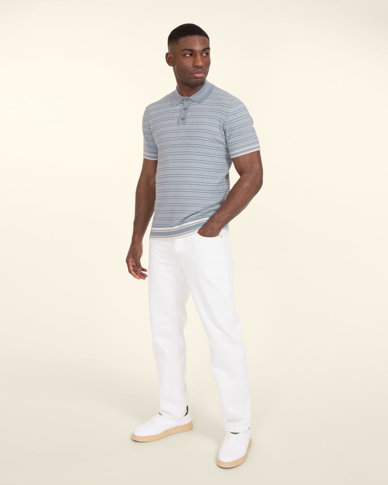 Larsson & Co Men's Knitted Polo Shirt With Horizontal Stripe