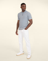 Knitted Polo Shirt With Horizontal Stripe