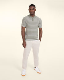 Knitted Polo Shirt With Horizontal Stripe