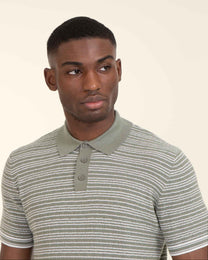 Knitted Polo Shirt With Horizontal Stripe
