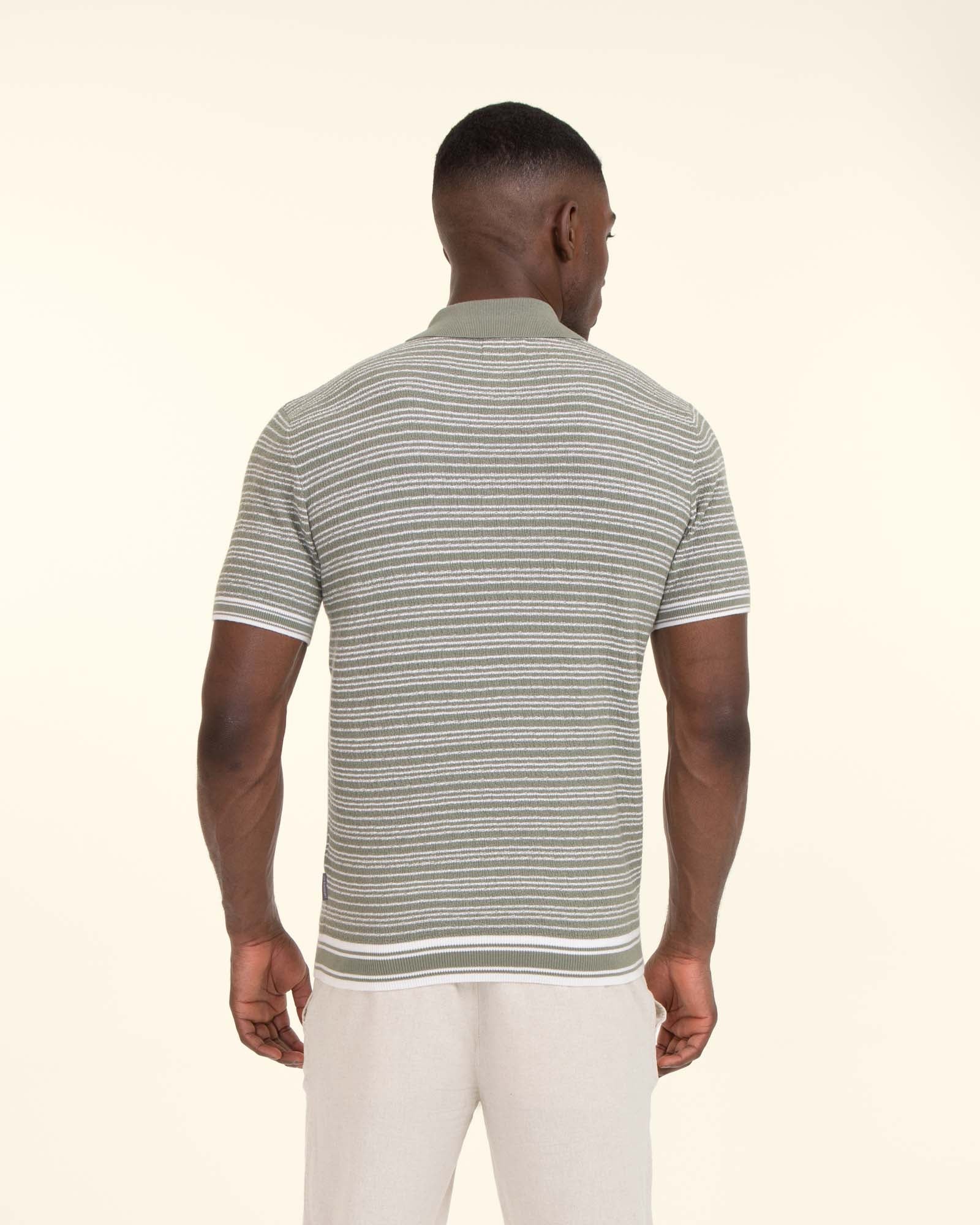 Larsson & Co Men's Knitted Polo Shirt With Horizontal Stripe
