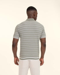 Knitted Polo Shirt With Horizontal Stripe