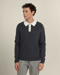 Tarup - Wool Blend Long Sleeve Polo Shirt