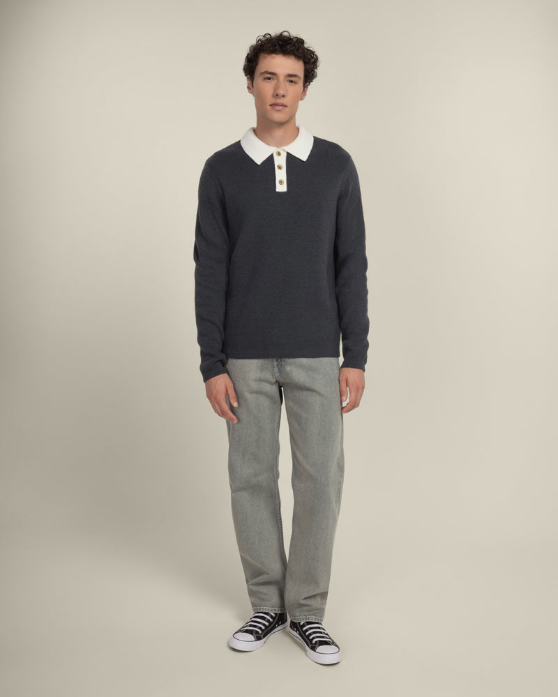Tarup - Wool Blend Long Sleeve Polo Shirt